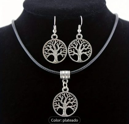 Conjunto Colgante y Aros Árbol de la Vida